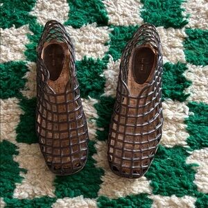 The Row Brown Jelly Mara Lattice Slip-On Flats